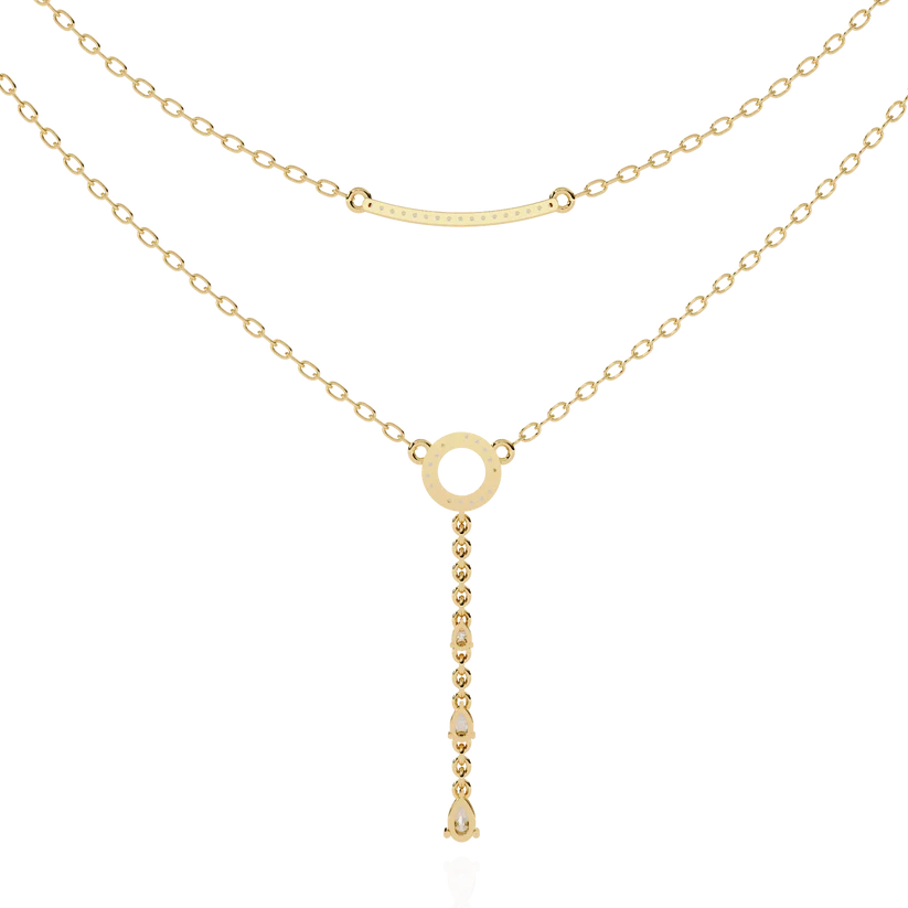 Celestial Double-Layer Diamond Lariat Necklace