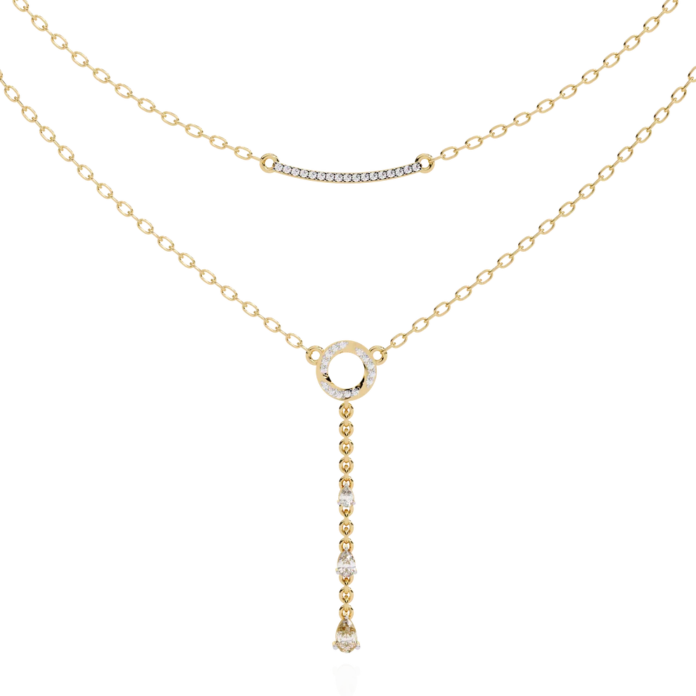 Celestial Double-Layer Diamond Lariat Necklace
