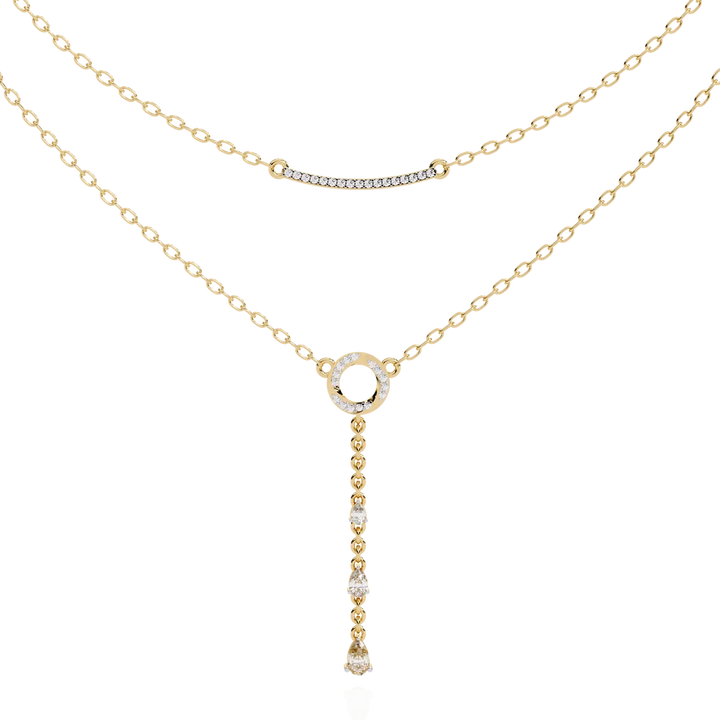 Celestial Double-Layer Diamond Lariat Necklace