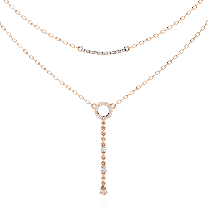 Celestial Double-Layer Diamond Lariat Necklace