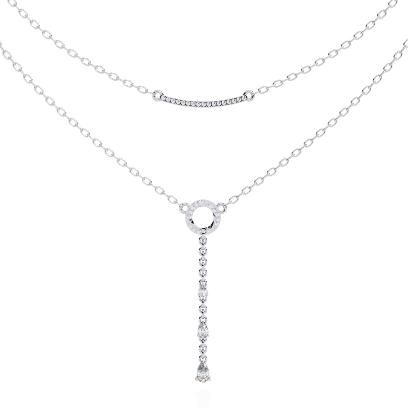 Celestial Double-Layer Diamond Lariat Necklace