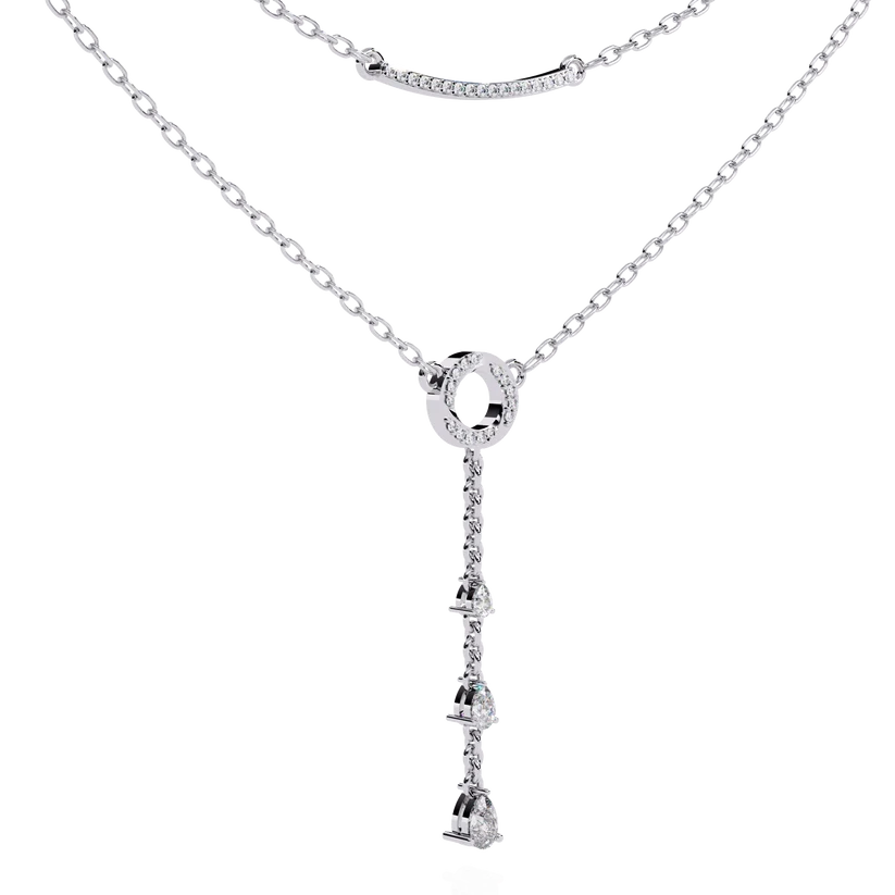 Celestial Double-Layer Diamond Lariat Necklace