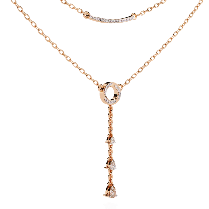 Celestial Double-Layer Diamond Lariat Necklace