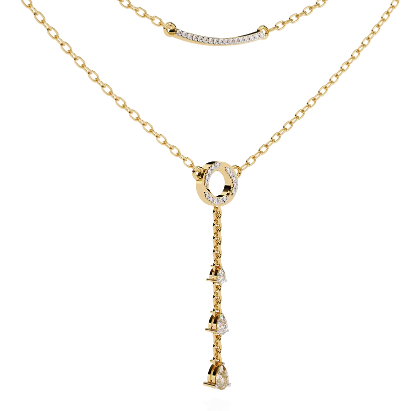 Celestial Double-Layer Diamond Lariat Necklace