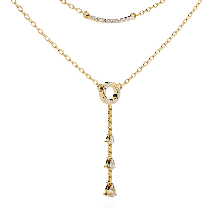 Celestial Double-Layer Diamond Lariat Necklace