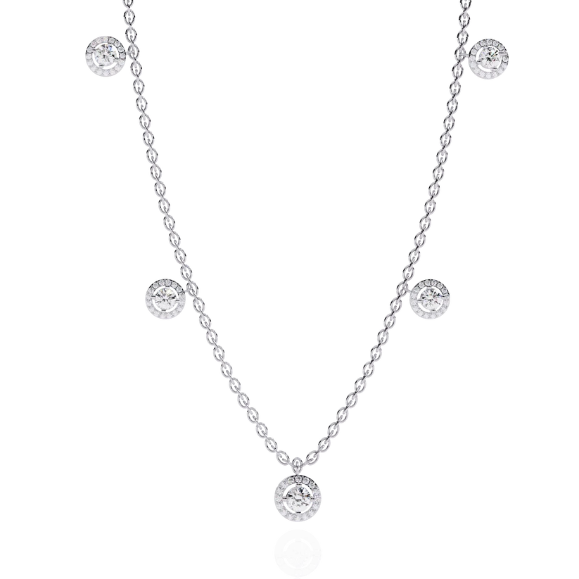 Celestial Halo Diamond Station Necklace