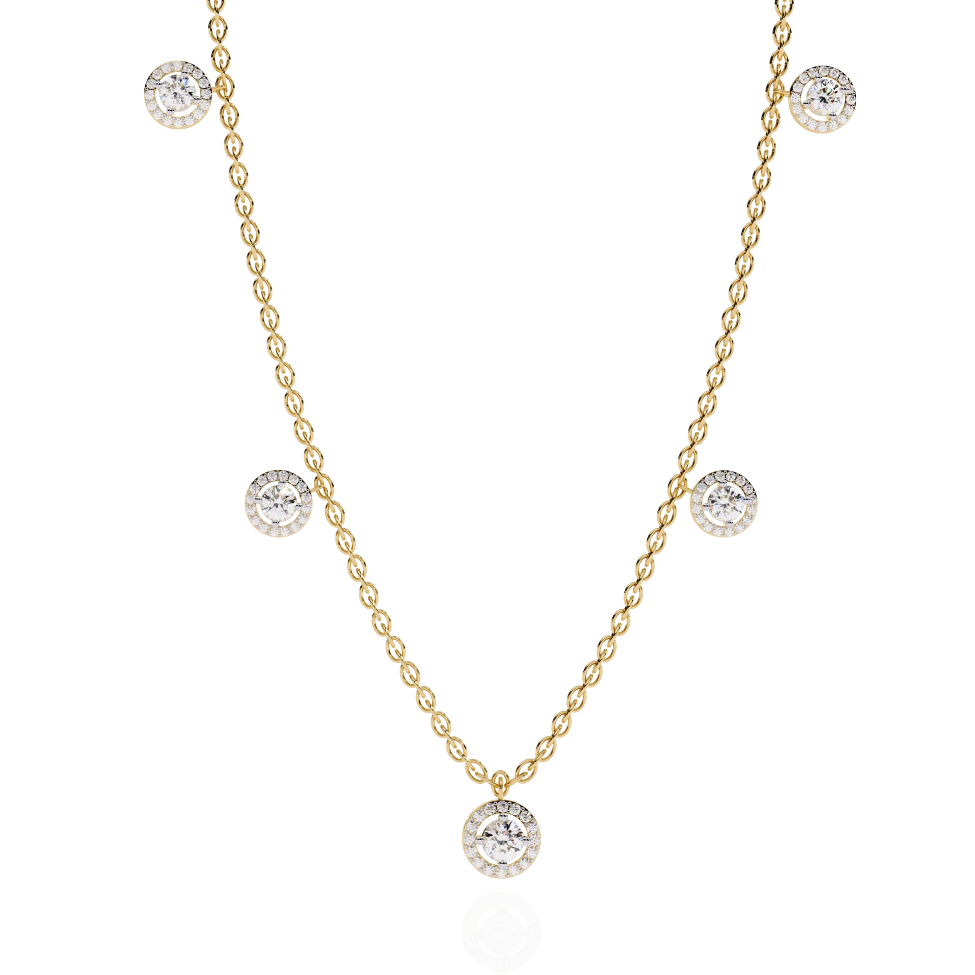 Celestial Halo Diamond Station Necklace