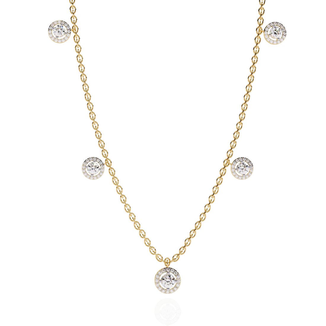 Celestial Halo Diamond Station Necklace