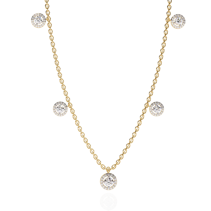 Celestial Halo Diamond Station Necklace