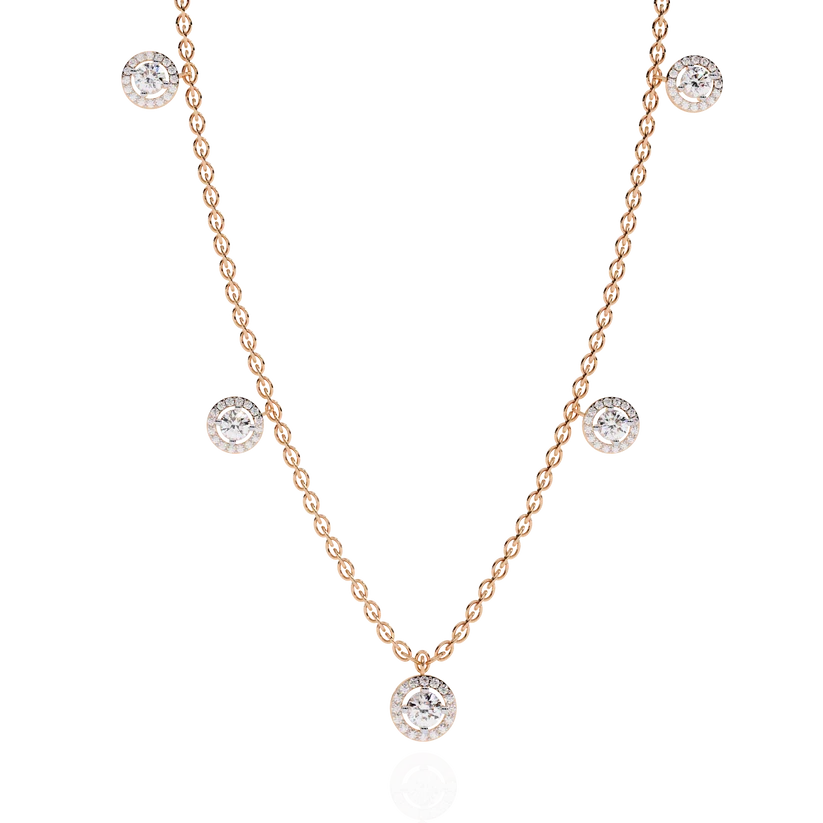 Celestial Halo Diamond Station Necklace