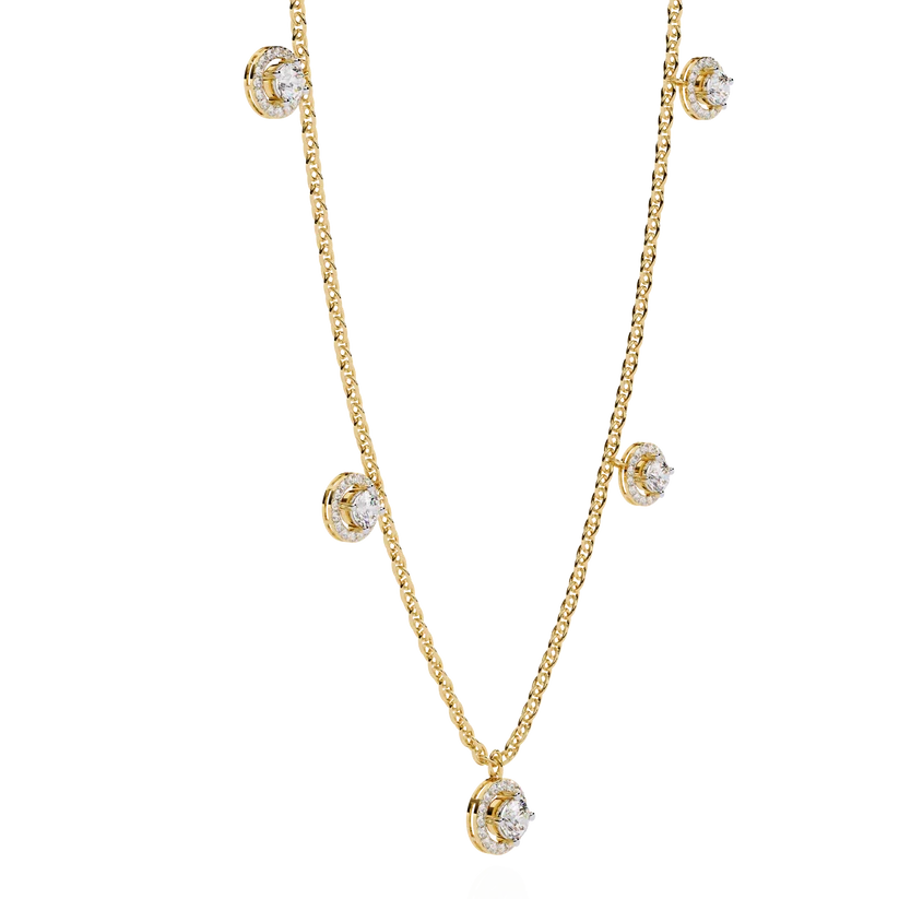 Celestial Halo Diamond Station Necklace
