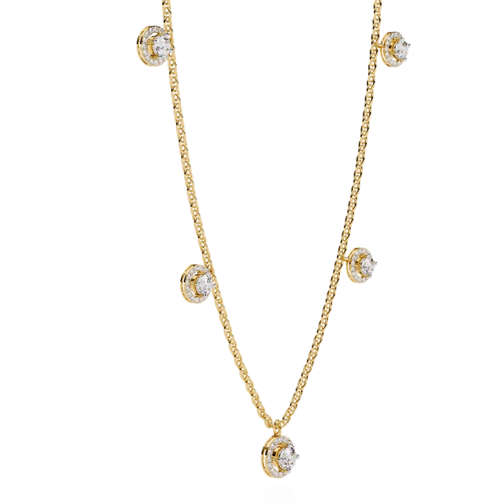Celestial Halo Diamond Station Necklace