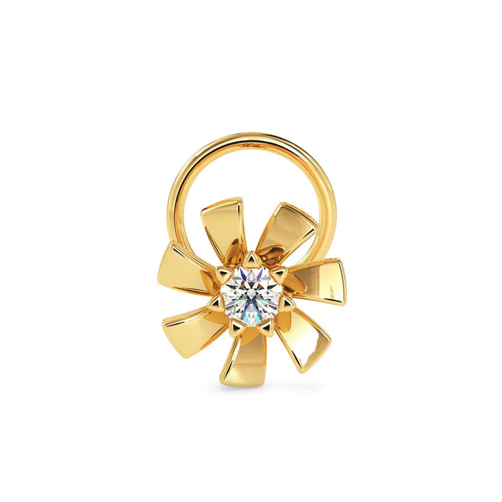 Golden Bloom Diamond Nose Pin