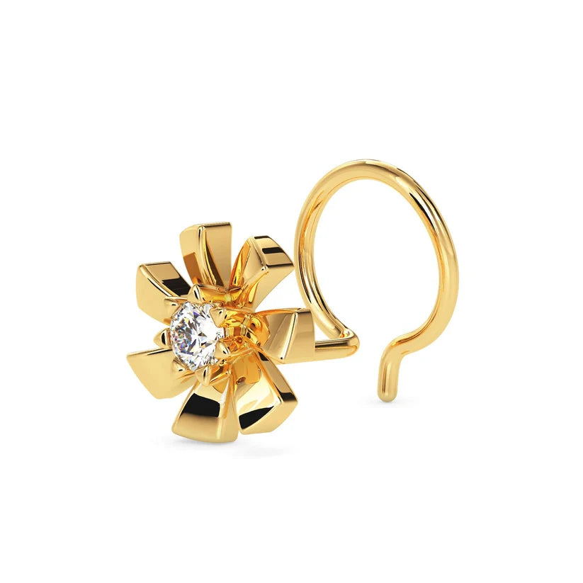 Golden Bloom Diamond Nose Pin