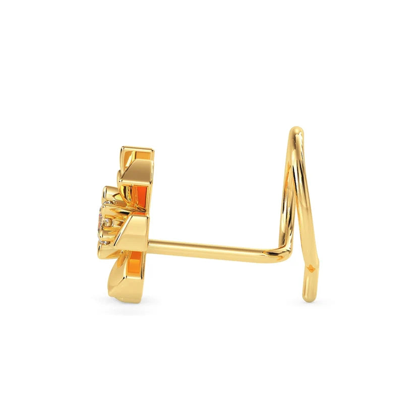 Golden Bloom Diamond Nose Pin