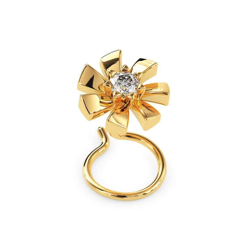 Golden Bloom Diamond Nose Pin