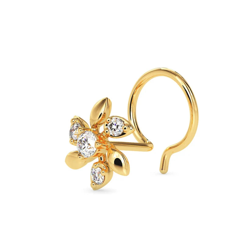 Floral Harmony Diamond Nose Pin