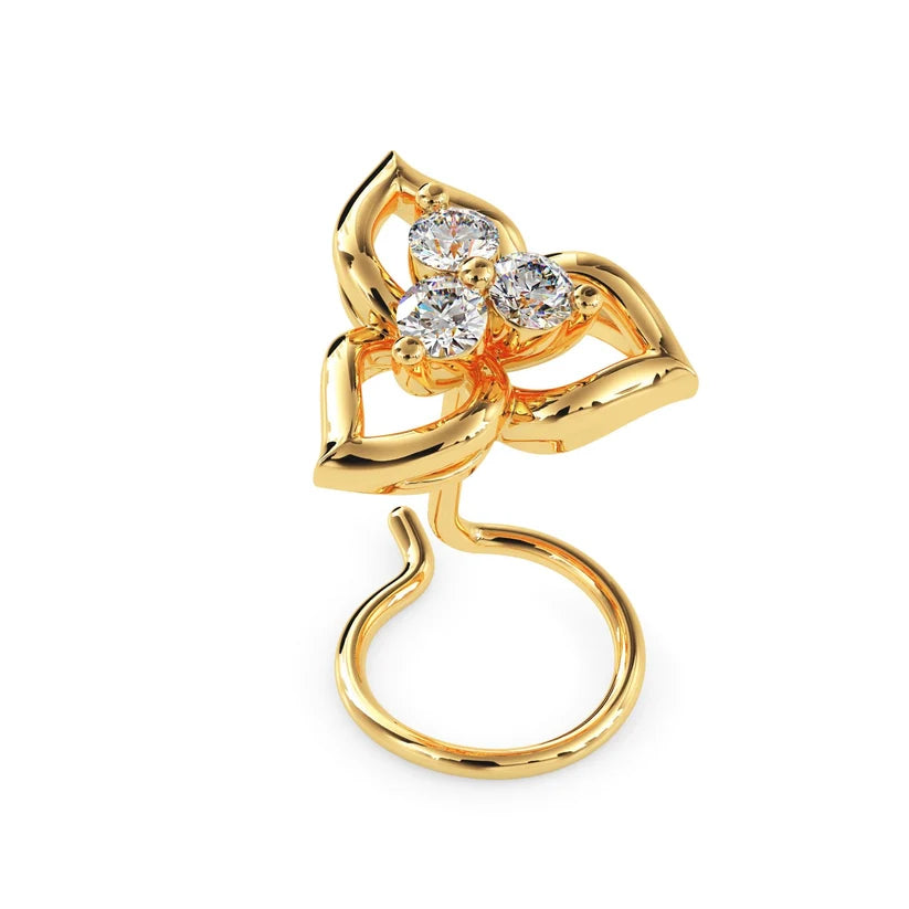 Trinity Bloom Diamond Nose Pin