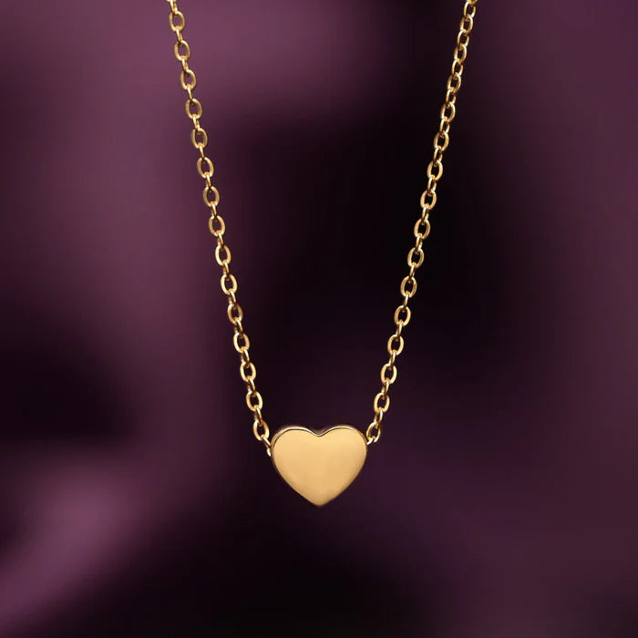 Dainty Puffed Heart Pendant Necklace in 10K/ 14K / 18K Yellow Gold