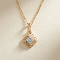 Celtic Love Knot Diamond Pendant Necklace in 10K / 14K / 18K Two-Tone Gold