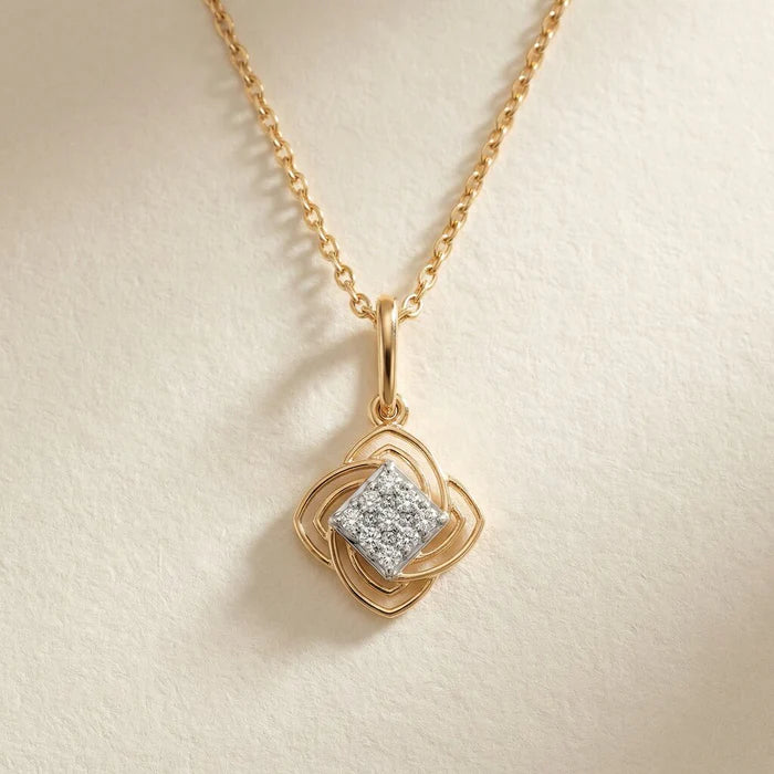 Celtic Love Knot Diamond Pendant Necklace in 10K / 14K / 18K Two-Tone Gold