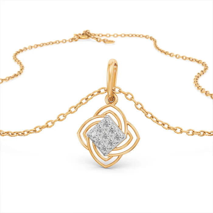 Celtic Love Knot Diamond Pendant Necklace in 10K / 14K / 18K Two-Tone Gold