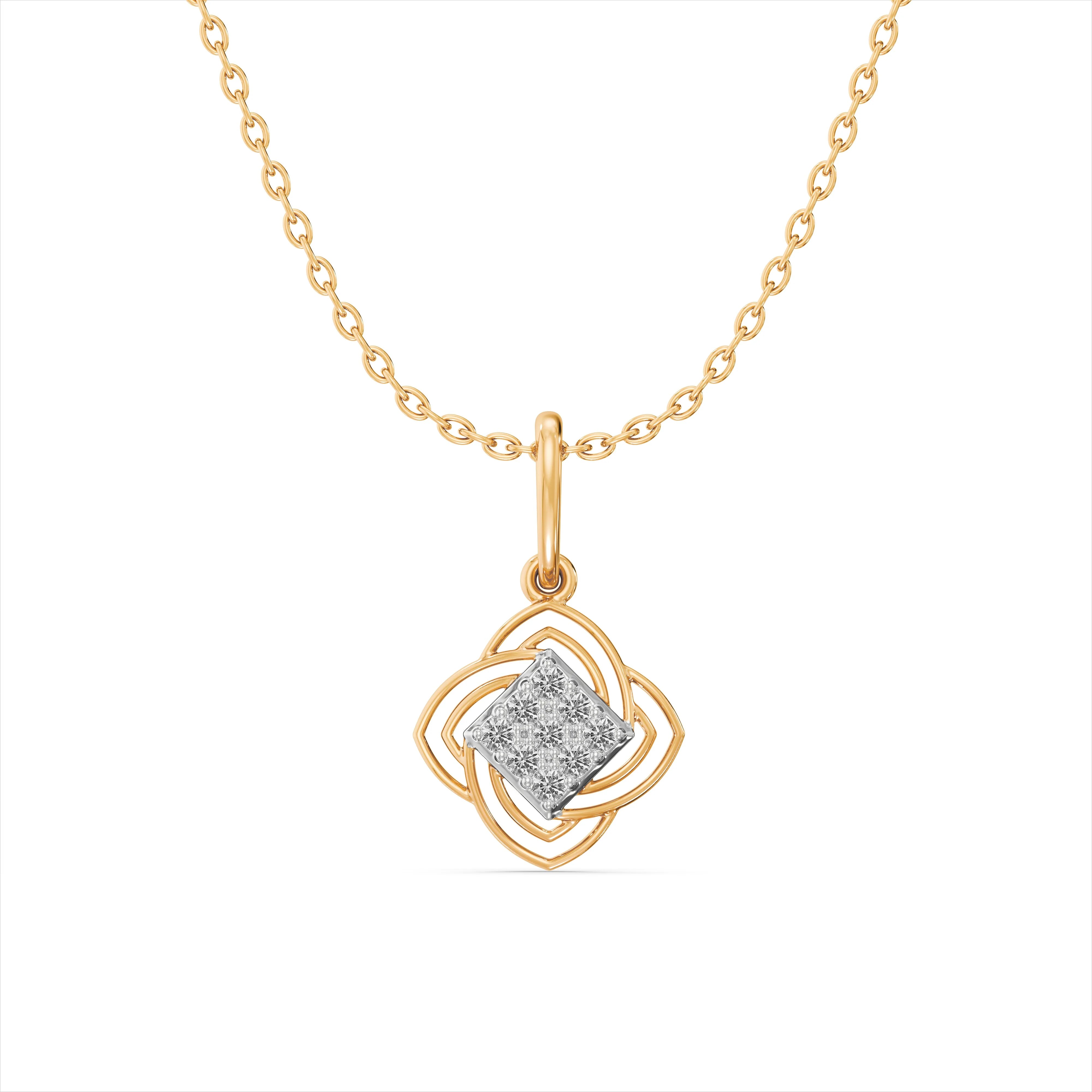 Celtic Love Knot Diamond Pendant Necklace in 10K / 14K / 18K Two-Tone Gold