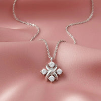 X-Knot Four Stone Round Brilliant Pendant Necklace in 925 Sterling Silver