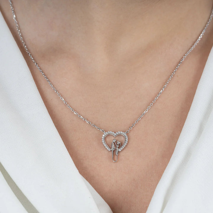 Couple Silhouette Heart Pendant Necklace
