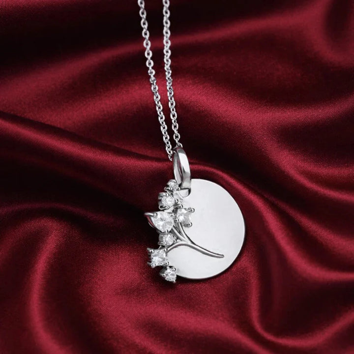 Engravable Disc CZ Cluster Pendant Necklace in 925 Sterling Silver
