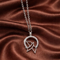 Flying Bird Circle Pendant Necklace in Sterling Silver