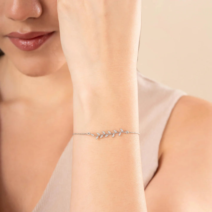 Elegant Vine Diamond Bracelet – 925 Sterling Silver
