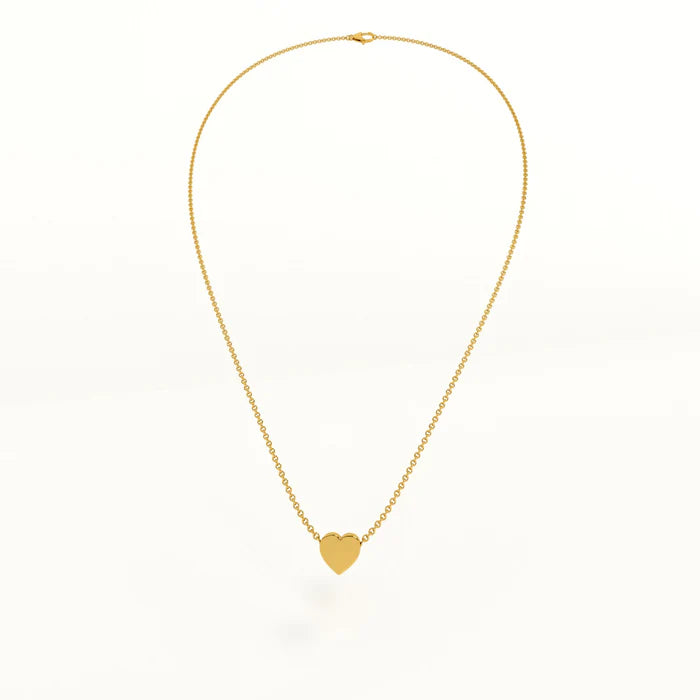 Dainty Puffed Heart Pendant Necklace in 10K/ 14K / 18K Yellow Gold