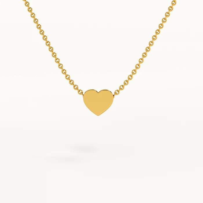 Dainty Puffed Heart Pendant Necklace in 10K/ 14K / 18K Yellow Gold