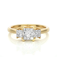 Three Stone Princess Cut Diamond Engagement Ring | Solid Gold | Classic Trilogy Ring | Gift for Her