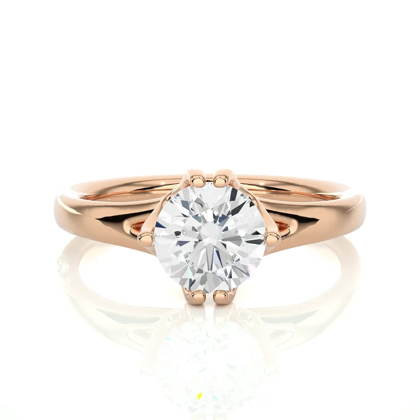 Gold Round Solitaire Engagement Ring for Women | Classic Diamond Wedding Ring