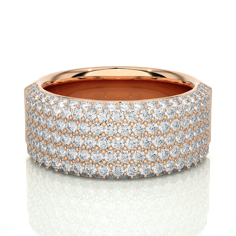 Luxury Gold Diamond Pavé Statement Band Ring