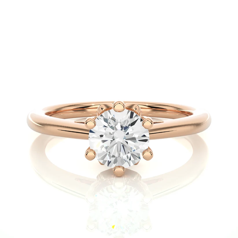 Classic Round Solitaire Diamond Engagement Ring in 10K/14K/18K Yellow Gold