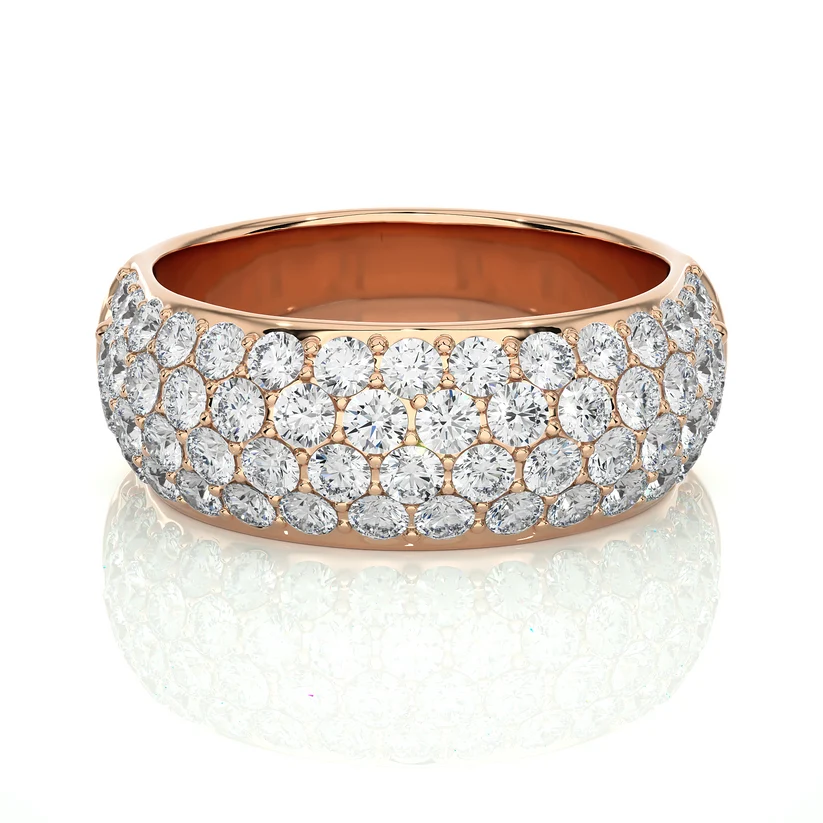 Luxury Multi-Row Diamond Gold Band Ring