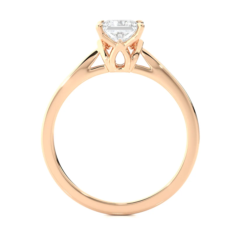 Princess Cut Diamond Solitaire Engagement Ring in Solid 10K/14K/18K Gold