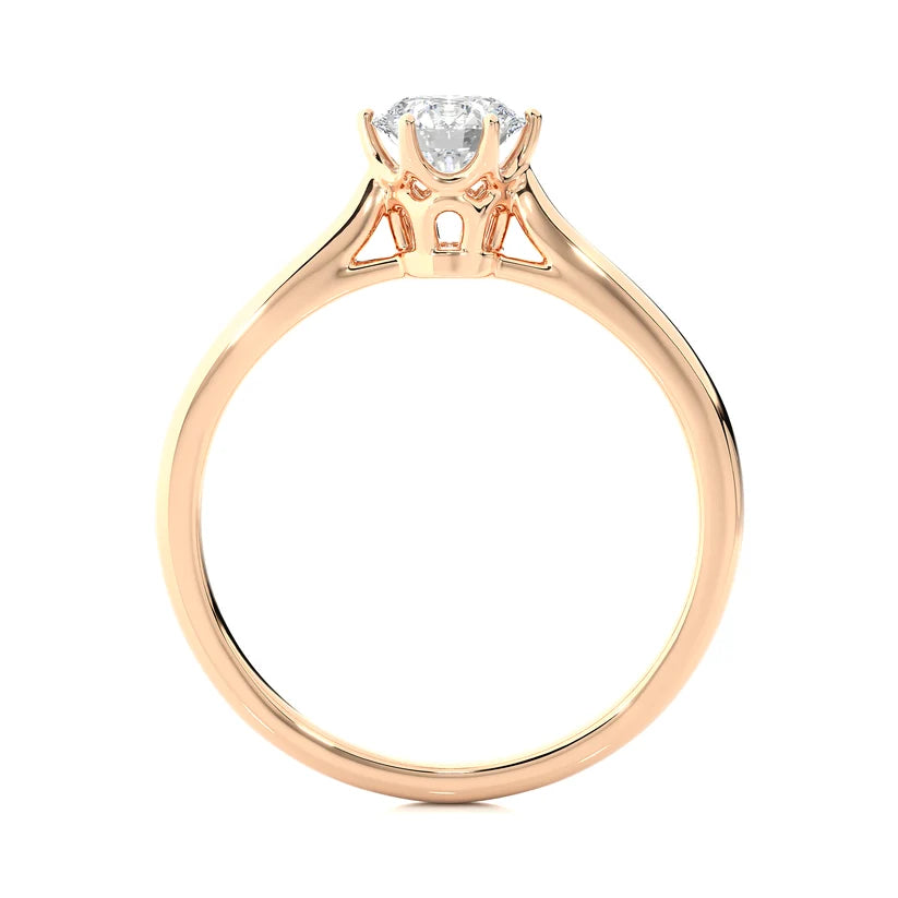 Classic Round Solitaire Diamond Engagement Ring in Solid Yellow Gold | Round Brilliant Diamond | Minimalist Six-Prong Ring