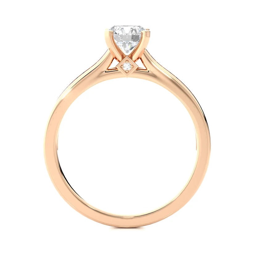 Round Solitaire Diamond Pavé Engagement Ring in Yellow Gold