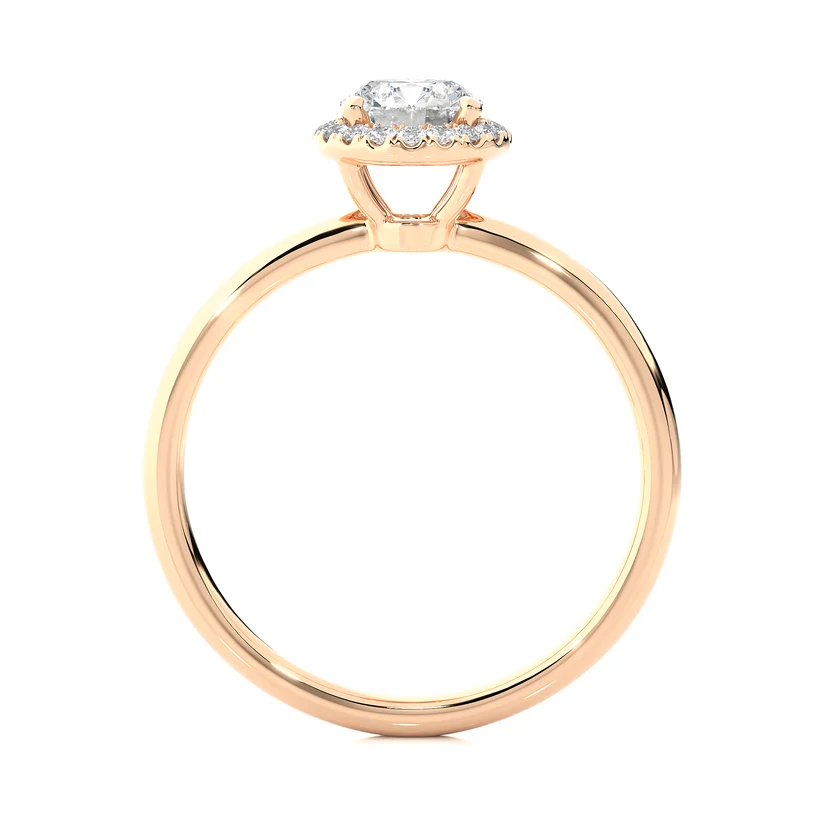 Gold Round Halo Solitaire Engagement Ring for Women | Diamond Halo Wedding Ring