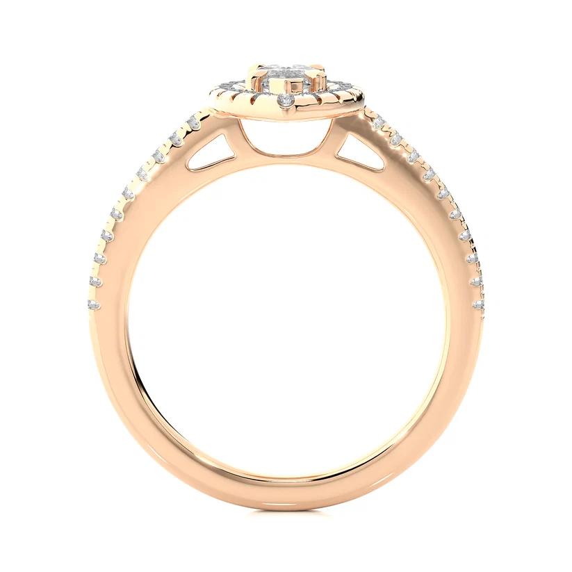Marquise Halo Diamond Engagement Ring in Solid Gold | Vintage-Inspired Pavé Promise Ring