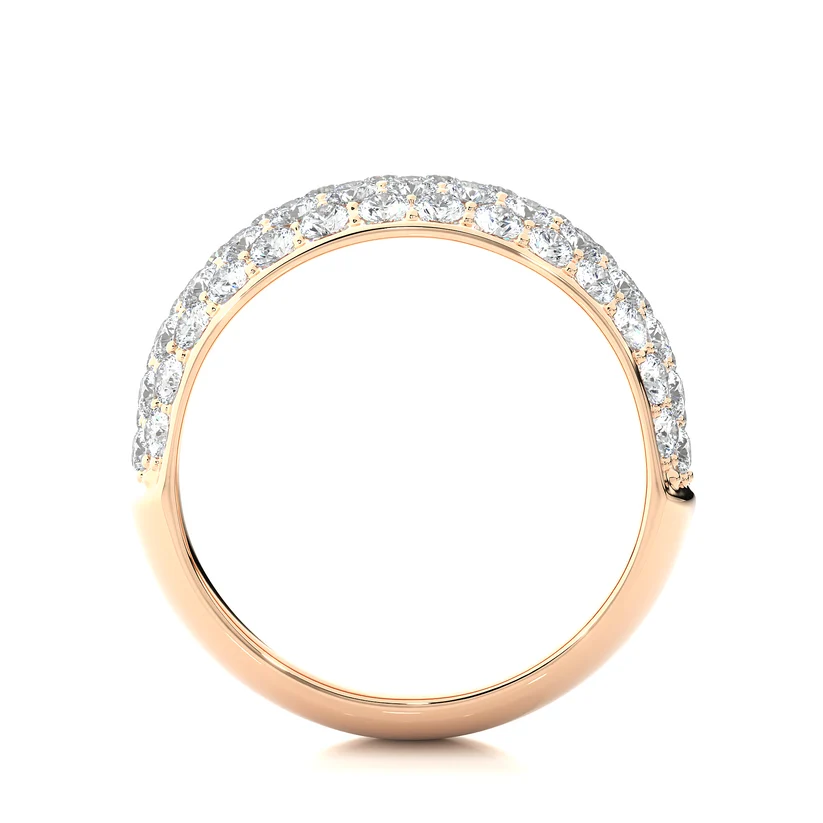 Luxury Multi-Row Diamond Gold Band Ring