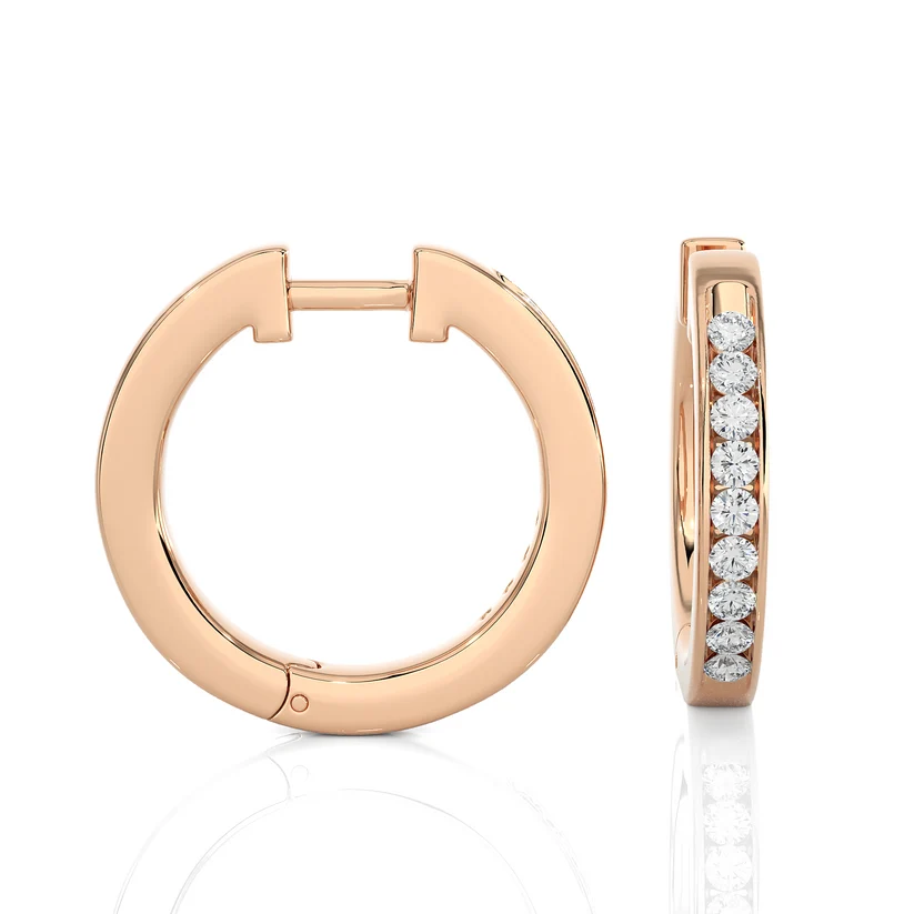 Aurelia Round Diamond Pavé Huggie Hoop Earrings