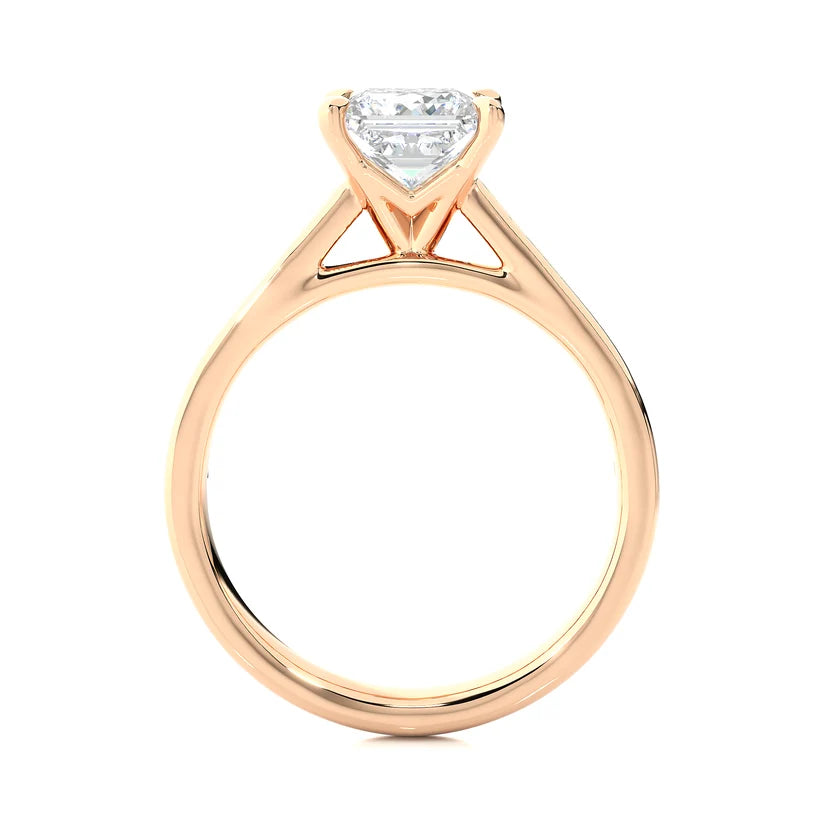 Princess Cut Diamond Gold Engagement Ring with Channel-Set Band