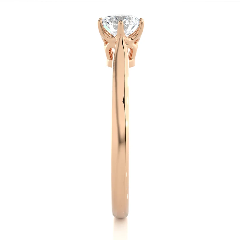 Classic Round Solitaire Diamond Engagement Ring in Solid Yellow Gold | Round Brilliant Diamond | Minimalist Six-Prong Ring