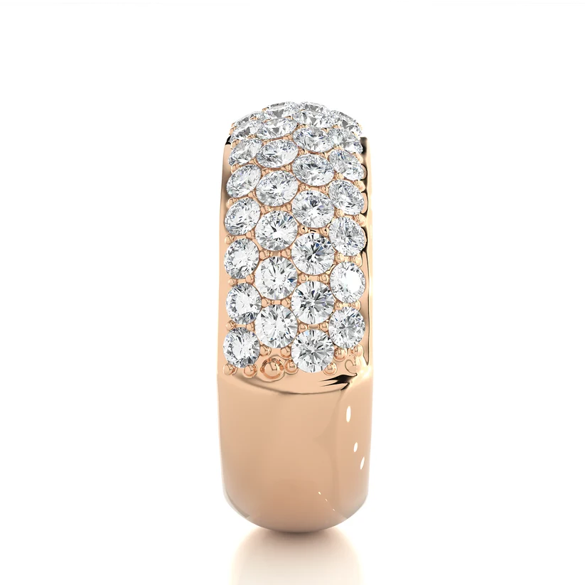 Luxury Multi-Row Diamond Gold Band Ring