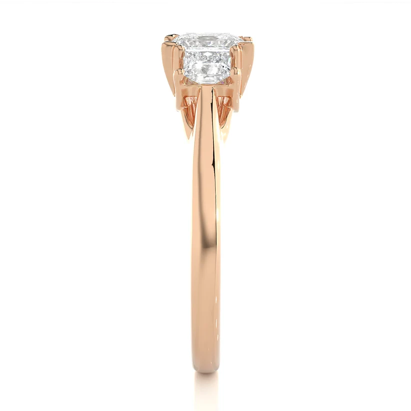 Three Stone Princess Cut Diamond Engagement Ring | Solid Gold | Classic Trilogy Ring | Gift for Her